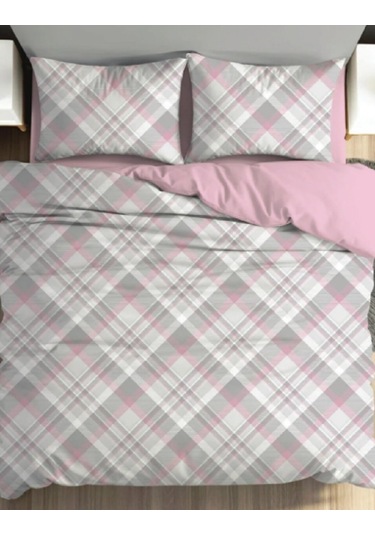 Cotton Box Fixbox Ranforce Çift Kişilik Çarşafı Lastikli Nevresim Takımı Linea Pudra Pudra