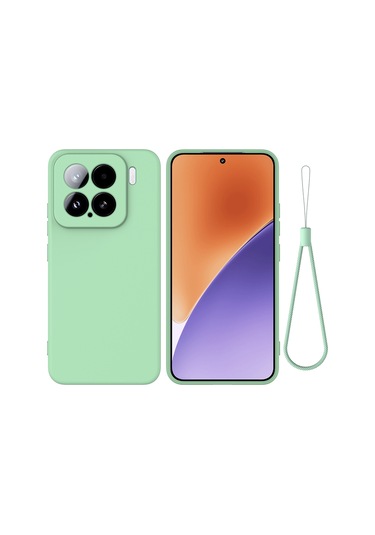 Xiaomi 15 İçin Düz Renk Sıvı Silikon Düşmeye Dayanıklı Tam Kapsama Telefon Kılıfı Yeşil