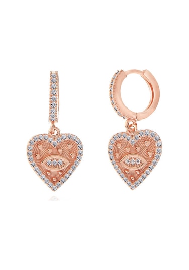 Gümüş Rose Kalp Sallantılı Kadın Küpe 83020939