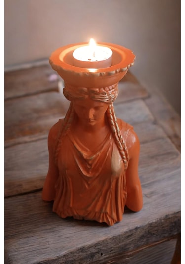 Dekoratif Masa Üstü Karyadit Kızı Hediyeli Bacasız Şömine Turuncu