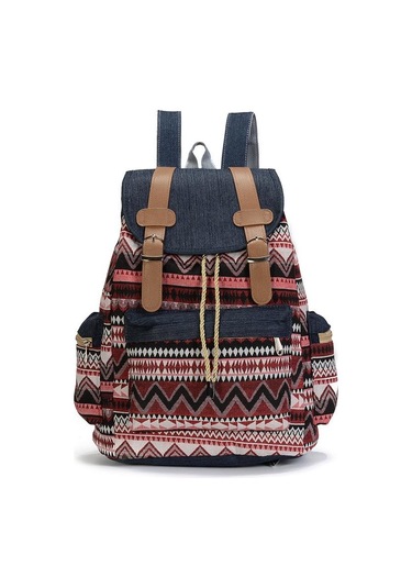 Yeni Kadın Sırt Çantası Kot Kontrast Renkli Sırt Çantası Büyük Kapasiteli Günlük Öğrenci Çantası Matches The İmage Çok Renkli