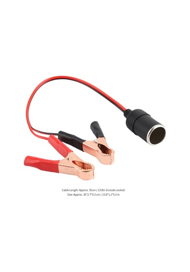 Kosona Araç Aküsü Krokodil Kleminden Sigara Ateşleyici Ana Sokete Dönüştürücü Kablo, 12v-24v 10a, 35cm, Araç Yıkama Makinesi, Süpürge Vb. İçin Uygun