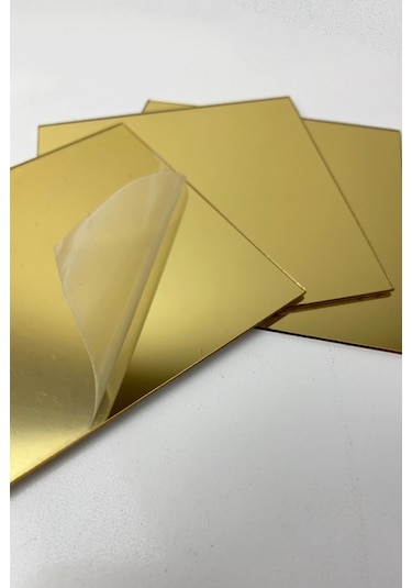 Dekoratif Ayna Pleksi 1mm Yapışkanlı 20x20cm 2 Adet Altın
