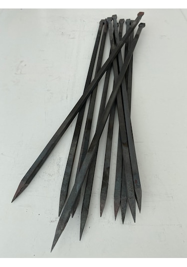 10 Adet Kare Tavuk Patlıcan Şişi - Kara Demir 10 Mm - Özel Yapım