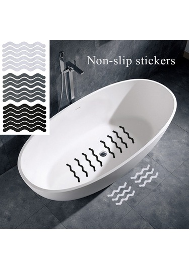 Symbee Banyo Kolu Kaymazsız Bandı Peva Dalgalı Desenli Su Geçirmez Anti-kayma Bant 12 Adet 2x20cm Şeffaf