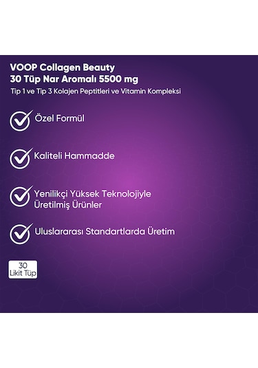 Voop Collagen Beauty 5500 Mg Nar Aromalı 30 Shot X 40 Ml