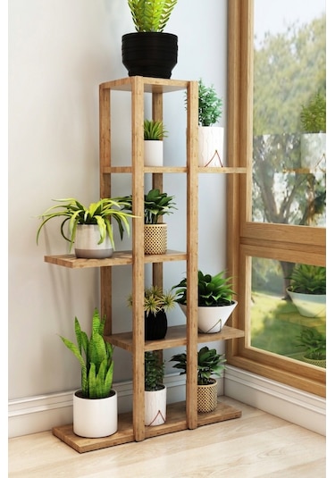 5 Katlı Çok Amaçlı Ahşap Raf Ünitesi - Banyo Organizer 108cm