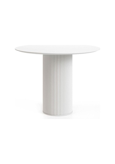 Vintage Yuvarlak Ahşap Bohem Masa 110x110 Beyaz