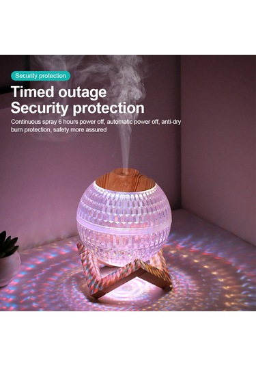 Springsun Beyaz Usb Type-c Nemlendirici, Kristal Top Rgb Işık, 450ml Hacim, 6 Saat Otomatik Kapatma, Nano Buhar, Ofis/ev Masaüstü, Düşük Gürültü