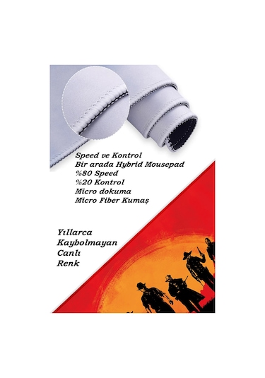 Red Dead Redemption Oyun Gaming Klavye Mouse Pad Kaymaz Taban Kenarları Dikişli Su Geçirmez Masa Matı 70x30 Cm