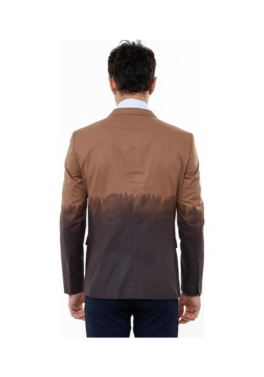 Wessi Pamuk Slim Fit Kahverengi Ceket Siyah
