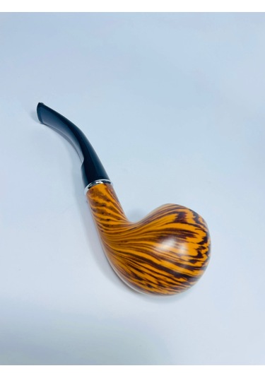 Ahşap Görünümlü Çizgili Pipo 2parça //13cm