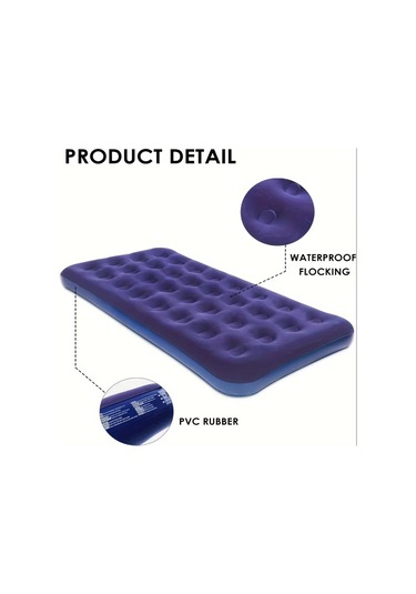 Çift Kişilik 190x130x22 Cm Kamp Tatil Şişme Yatak Kamp Yatağı Lacivert