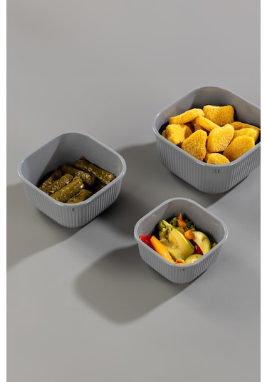 Kare 3 Parça Vakumlu Sızdırmaz Hava Almaz Saklama Kabı Seti Füme 1800/1100/600 Ml Füme