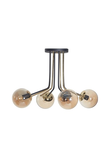 Luzarana Optik 4 Lü Gold-Siyah Metal Gövde Bal Rengi Camlı Tasarım Lü... (483752956) Çok Renkli