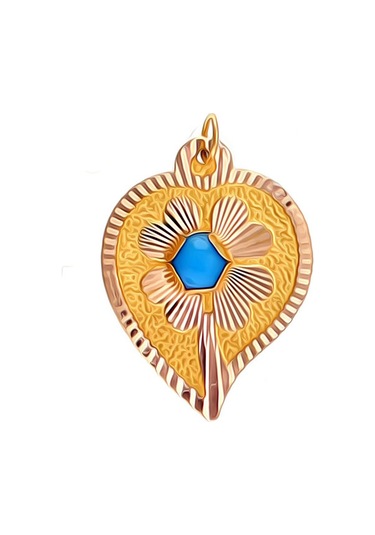 Moom Mücevherat Kadın 14 Ayar Altın Çiçek Desenli Mavi Taşlı N11.40188