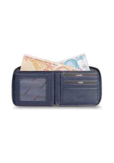 Özder Guard Retro Fermuarlı Deri Lacivert Cüzdan (538130697)