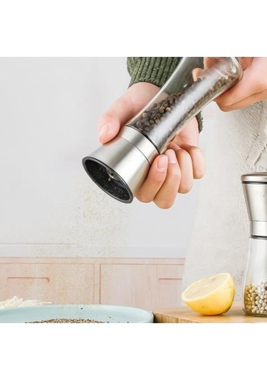 Besthome1 Karabiber Değirmeni Emek Tasarrufu Sağlayan Paslanmaz Çelik Taşınabilir Şişe Baharat Kırıcı Aksesuar Şeffaf