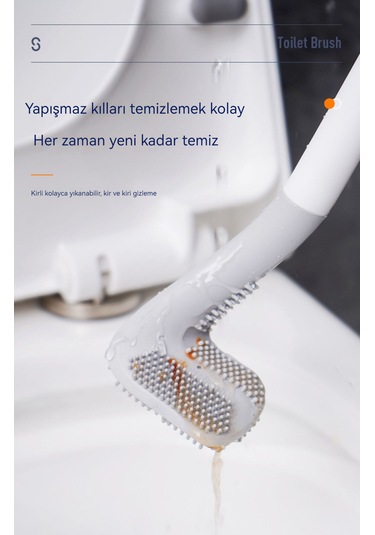 Silikon Yumuşak Kıllı Tuvalet Fırçası-beyaz