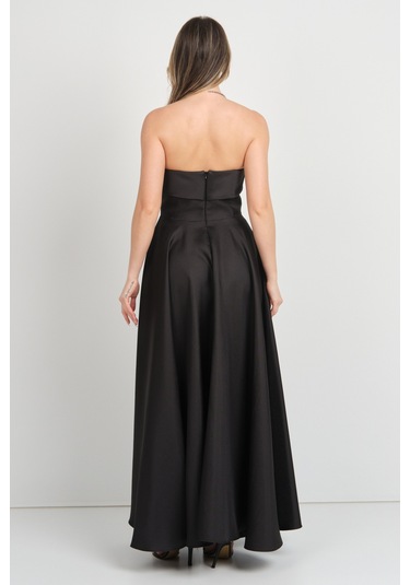 Doridorca Kadın Straplez Uzun Abiye Elbise 6068 Siyah Siyah