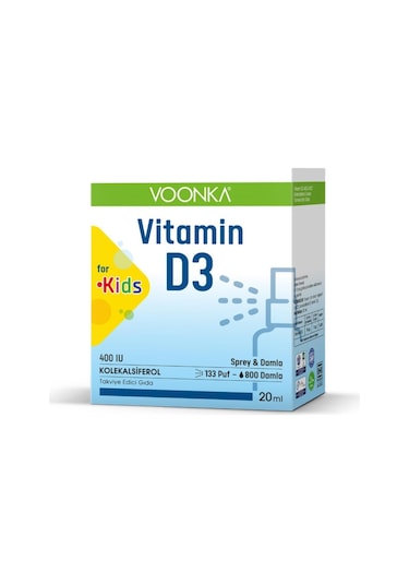 Voonka Vitamin D3 400 Iu Çocuklar Için Takviye Edici Gıda 20 Ml