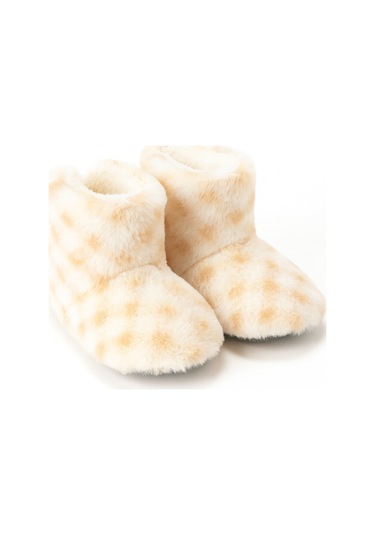 Çocuk Ve Bebek Panduf, Kışlık Peluş Bot, Yumuşak, Sıcak Tutan, Kaymaz Tabanlı Ev İçi Patik, Ev Botu Ekru