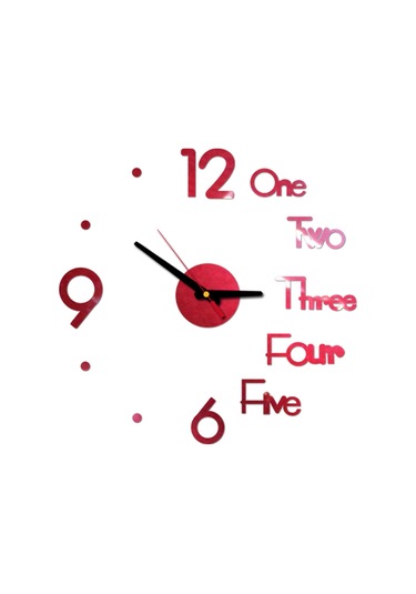 Vkemall Kırmızı Akrilik 3d Duvar Saati - Sessiz Tasarım, Otomatik Yapıştırıcı, Modern Ev Dekoru 40cm Çok Renkli