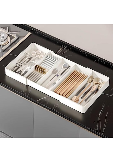 Teleskopik Sofra Saklama Kutusu Sınıflandırma Organizasyonu Genişletilebilir Büyük Kap Çok Bölmeli Sofra Tepsisi Kaşıklık 56873469