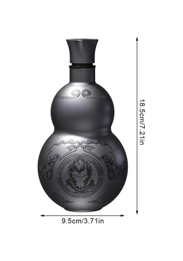 Taşınabilir Wukong Tema Kabak Tarzı Su Şişesi 304 Paslanmaz Diğer Gri - Siyah