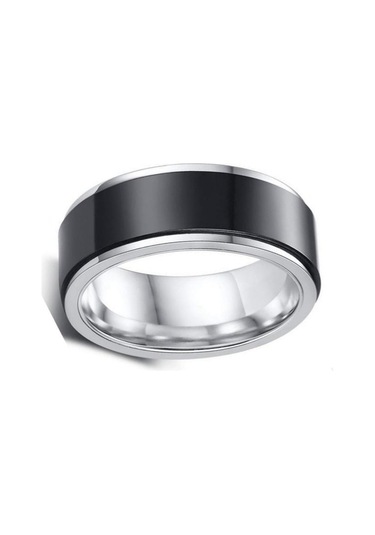 Beyaz Yeni Ürün Dönebilen Titanyum Çelik Yüzük Avrupa Ve Amerikan Erkek Paslanmaz Çelik Döner Halka Siyah