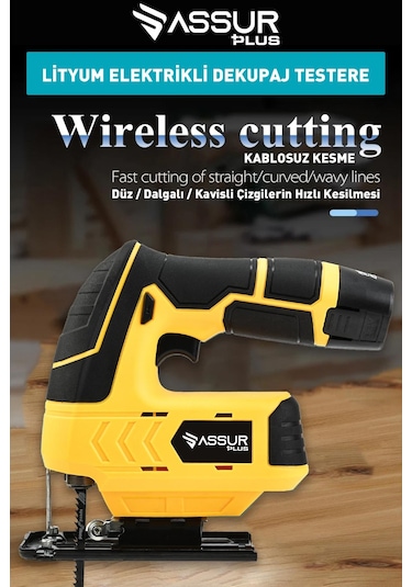Assur Plus Extra Pro 12 Volt Li-ion Şarjlı Dekupaj Testere Sarı-1202