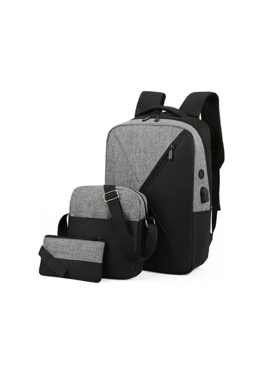 Ruicoo Üçlü Set Oxford Kumaş Sırt Çantası - Bilgisayar Taşıma, İş Ve Spor İçin Erkek/kadın, Gri Gri