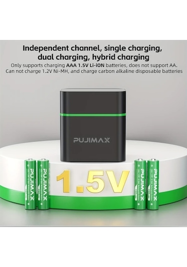 Besthome1 Dream011 Pujımax 12 Yuvalı Aaa 1.5v Şarj Edilebilir Lityum Pil Şarj Kutusu Ve 12 Adet Aaa Pil