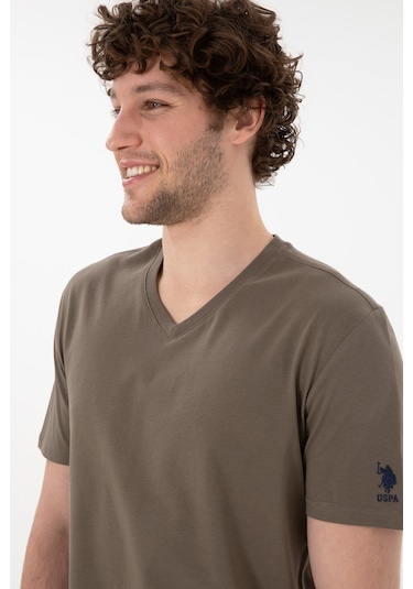 U.S. Polo Assn. Erkek Regular Fit  V Yaka Vizon Basic Tişört 50305858-VR052