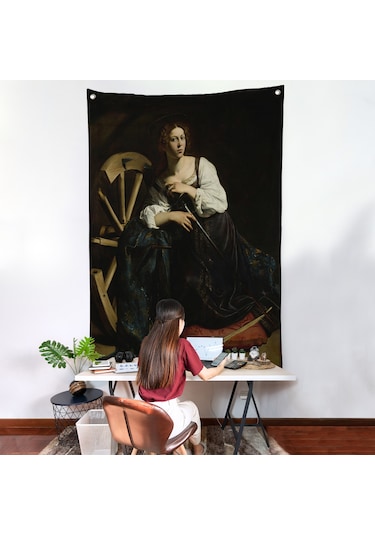 Caravaggio - İskenderiyeli Aziz Catherine Duvar Örtüsü-7386