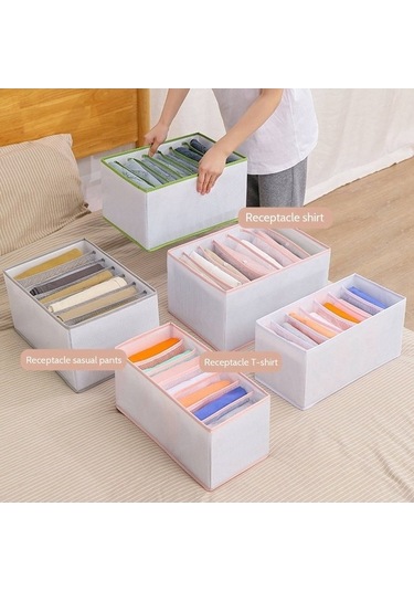 Dancemonkey Pp Gardırop Elbise Düzenleyici Kot Bölmesi Saklama Kutusu Gri, L Altın Altın