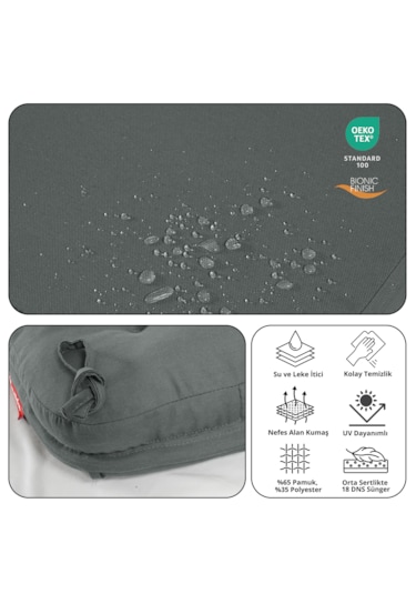 Xpermate Çift Kat Sandalye Minderi 42x42x8 Antrasit