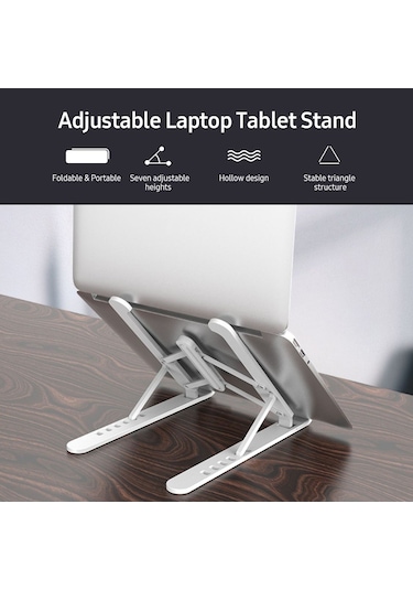 Teltree Laptop Ve Tablet Için Yüksekliği Ayarlanabilir 7 Seviye Foldable Isıtma Dağıtıcı Stand - 16 İnç Altı Cihazlar İçin Beyaz Abs Materal