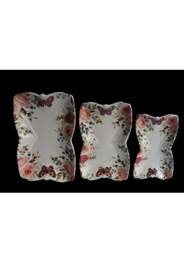 Dijital Desen 3'lü Kelebek Tabak Çok Renkli