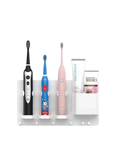 Willowhaven 28cm Banyo Diş Fırçası Tutucu, Izsiz Duvar Montajlı, Kuru Tutun Stand, Beyaz, 27.5 15.5cm 2 Adet Beyaz Gri