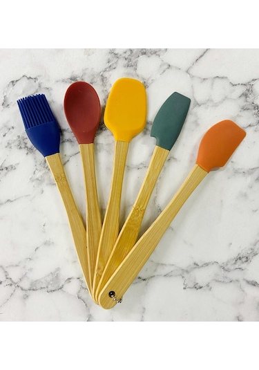 Bambu Saplı Silikon Sptalu Takımı 5 Parça Minimal Set