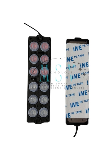 12 Volt 12 Watt 12 Ledli 139x39 Mm Animasyonlu Kırmızı - Mavi Çakar Modül 5 Adet