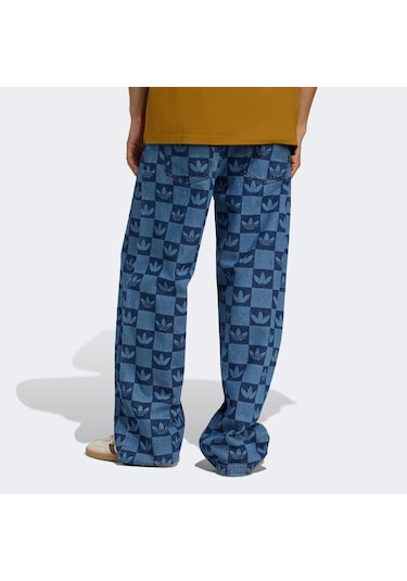 Adidas Monogram All Over Print Regular Denim Mavi Erkek Pantolon Jy2993 Mavi
