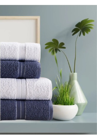 Goldroom Can 4 Parça Pamuklu Havlu Seti Antrasit - Beyaz