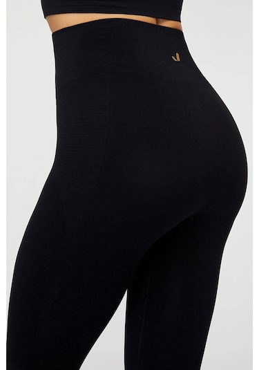 Jerf Gela Yüksek Bel, Esnek Ve Toparlayıcı Spor Tayt Siyah