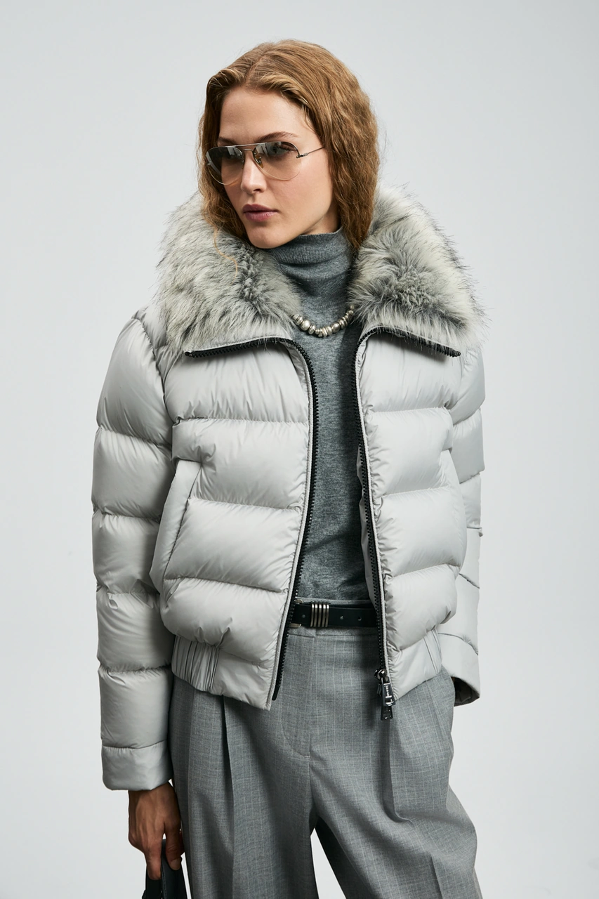 Lufian Daısy Kaz Tüyü Kadın Mont Gri Gri 122120041100150 Gri