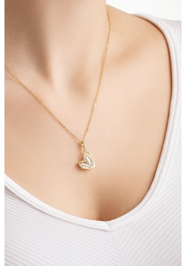 Kalp Dokunuşu 18 Ayar Sarı Altın Kaplama Gümüş Seti Sarı