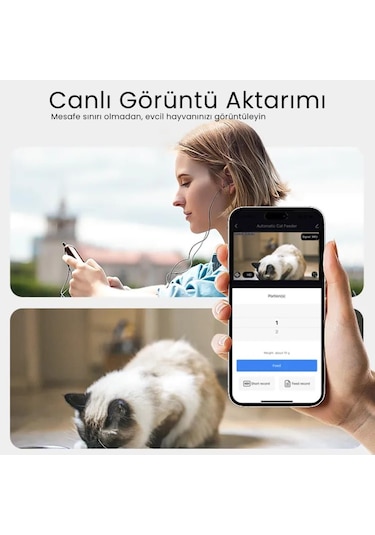 Petfit Feline Prime 3l Wi-fi Kameralı Akıllı Otomatik Kedi Köpek Mama Kabı Besleme Ünitesi Sesli Komut+çelik Kase+app Kontrol
