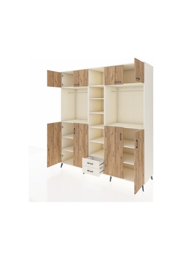 Kronos Dolap 14 Raflı 2 Çekmeceli 2 Askılı 220x59x243 Aytaşı-çam/aytaşı Atlas Çam/aytası