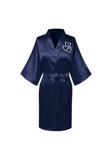 Flybuy Kadın İpek Bornoz, Uzun Kollu, Sıcak, Rahat, Büyük Boy Mavi